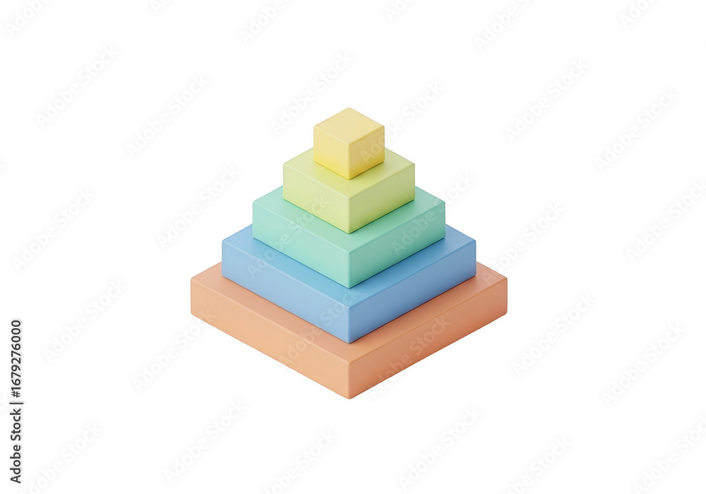 Fototapeta premium Colorful stacking pyramid toy isolated on transparent background