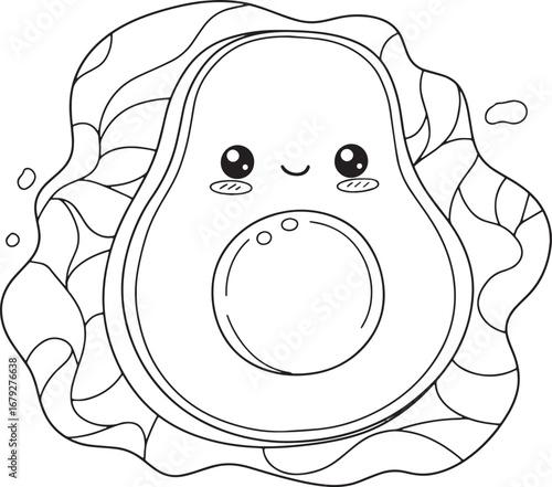 Adorable Avocado Cartoon Character Ready for Coloring and Creati