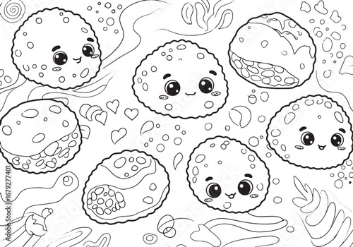 Delightful Arancini Food Illustration with Charming Faces and Wh