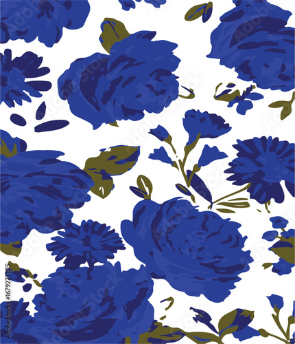 Big flowers pattern, upscale floral pattern. graphical textures floral, trendy colors pattern , flowers background with leaves. vector illustration