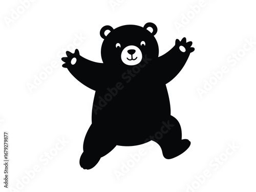 Happy Jumping Bear Silhouette