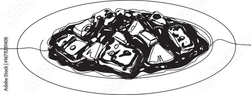 Continuous Line Drawing of Sweet and Sour Pork, a Delicious Asia