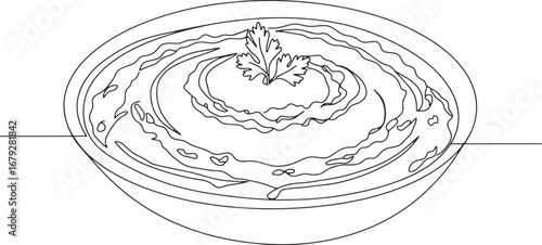 Baba Ganoush illustration with single continuous line art style