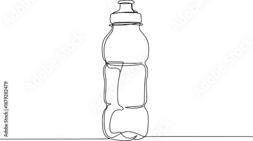 Minimalist continuous line illustration of a reusable sport wate
