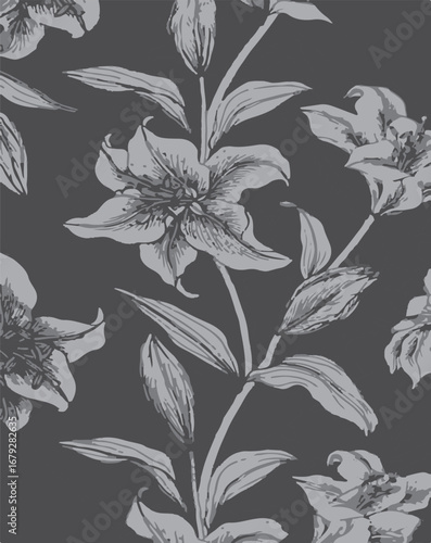 Big flowers pattern, upscale floral pattern. graphical textures floral, trendy colors pattern , flowers background with leaves. vector illustration