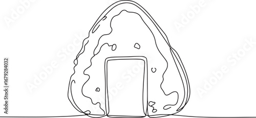 Minimalist Onigiri Illustration with Single Continuous Line Draw