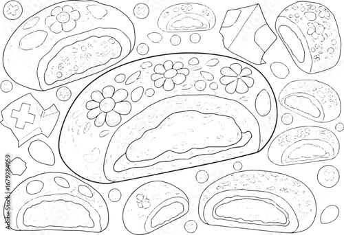 Intricate line art illustration of traditional Basler L