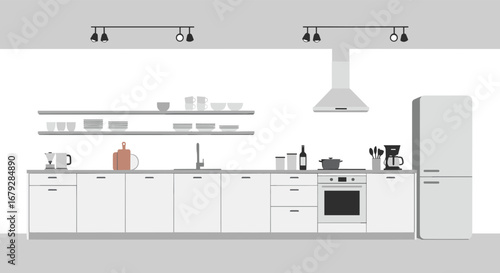 Modern minimalist kitchen design with sleek white cabinets, perfect for home decor inspiration and renovation