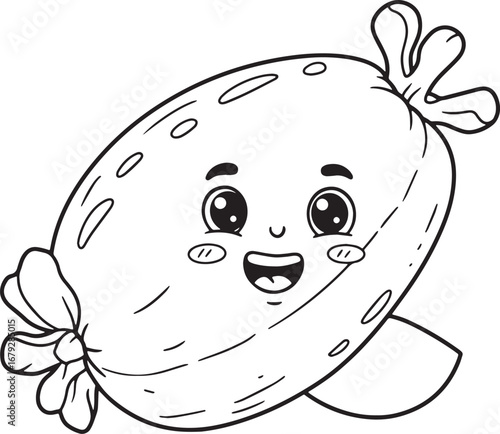 Cute and playful feijoa fruit cartoon character with a joyful ex
