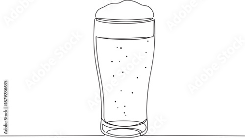 Minimalist outline illustration showcases a shandy in a tall gla