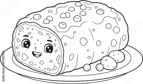 Whimsical meatloaf character illustration ready for creative col