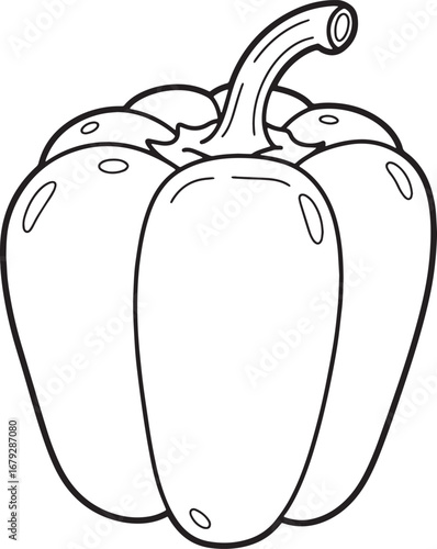 Whimsical outline of a bell pepper, perfect for coloring books a