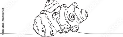 Elegant single line drawing of jerusalem artichoke against a bri