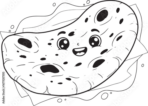 Delightful naan cartoon illustration showcasing culinary culture