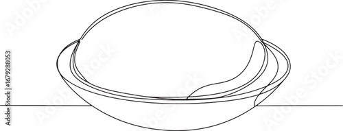 Minimalist outline drawing of banku in a bowl representing ghana