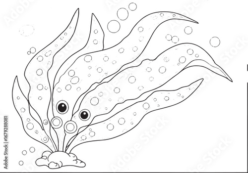 Intricate cartoon kelp illustration for creative coloring pages
