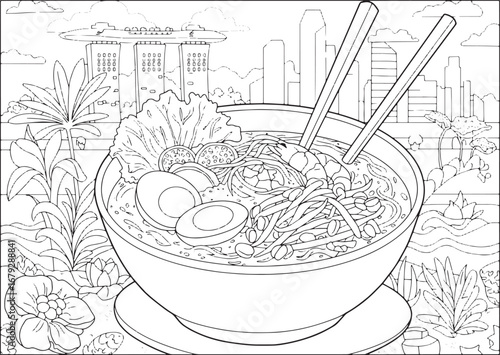 Singaporean Laksa Delight: A Black and White Culinary Journey th