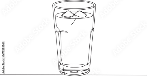 Minimalist line art illustration of a refreshing vodka collins c