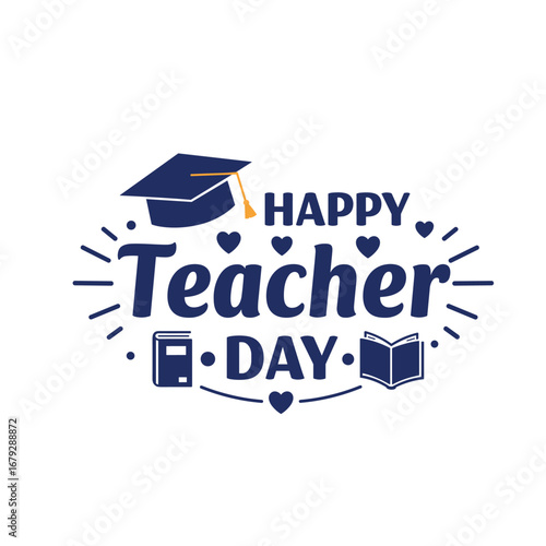 Vector Happy Teachers Day social media post design template with book