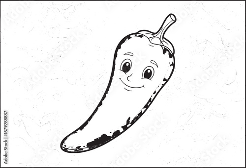 Smiling Jalapeno Pepper Coloring Page with Abstract Background D