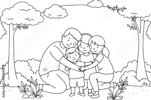 Lovely family moment captured in a delightful outdoor hug amidst