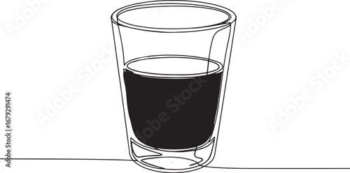 Minimalist one-line art showcasing an inviting espresso shot in
