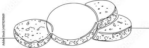 Minimalist rice cakes illustration in continuous line art style