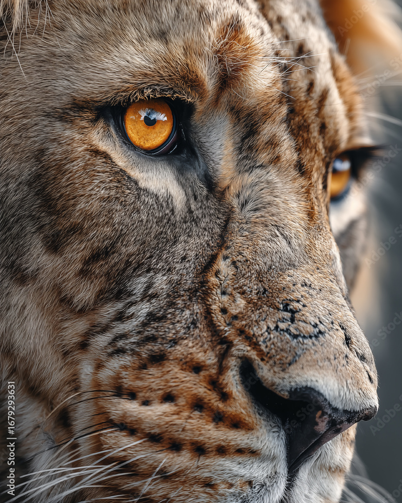 Naklejka premium Portrait of a big cat with orange eyes. Close-up.