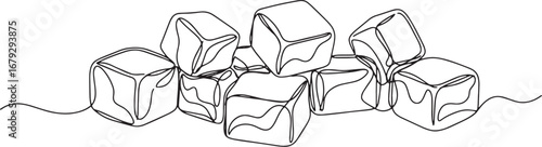 Minimalist line drawing of ice cubes creating a refreshing and c