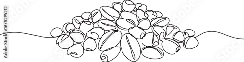 Single line drawing of coffee beans in a minimalist style illust