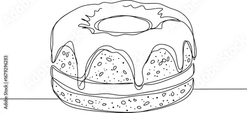 Elegant line drawing of a delectable cake with cascading glaze d