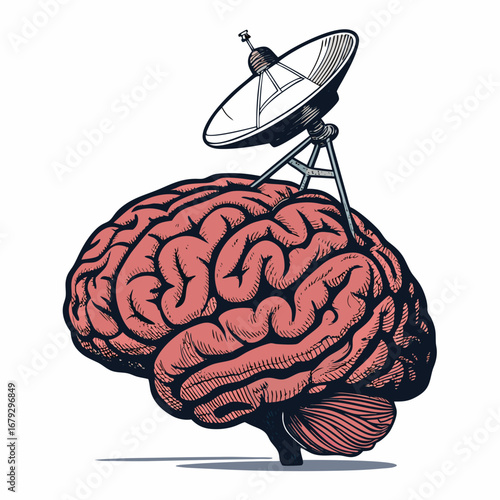 Showcasing Create Bold Stroke Brain With Satellite Dish Elegant Premium Digital Asset