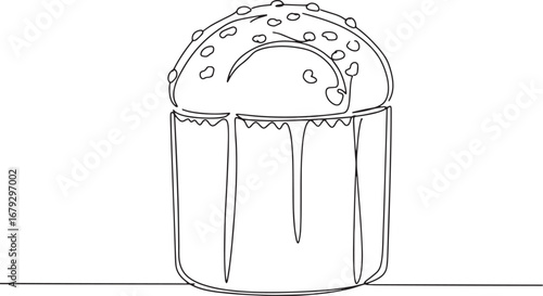 Minimalist single line drawing of a traditional Italian panetton