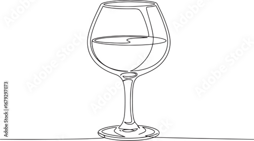 Elegant Brandy Glass Illustration with Continuous Line Drawing T