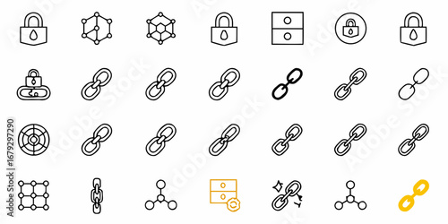 Secure Connections with Network Security Icons: A Modern Solution for Cyber Security and Data Protection, Digital Encryption and Secure Data