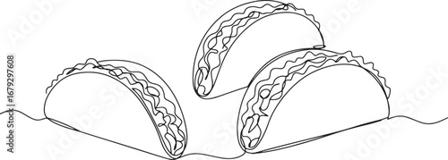 Minimalist single line drawing showcasing three delectable mini