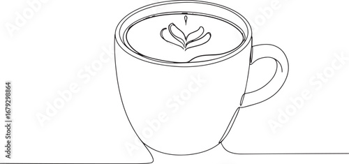 Minimalist Matcha Latte Line Art: A Cup of Green Tea Latte Illus