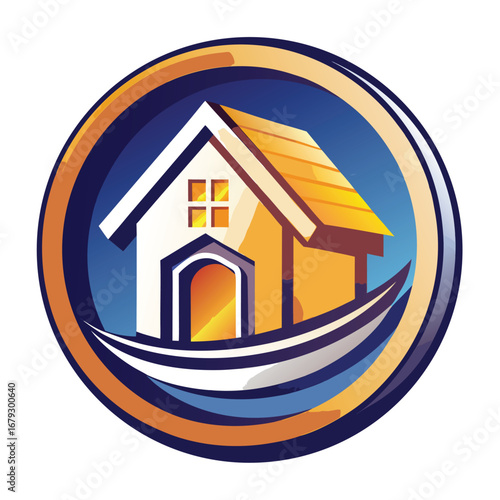 An isolated graphic of a coin with a house, symbolizing mortgages, home investments, or real estate finance. Ideal for banking, real estate, and loan-related content.