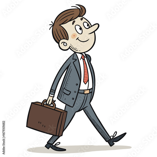 Elegant Create Bold Stroke Cartoon Businessman With Briefc Professional Photo