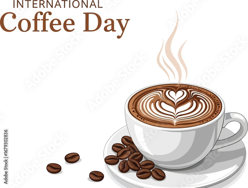 Celebrate international coffee day with a delicious cup of latte art, perfect for coffee lovers
