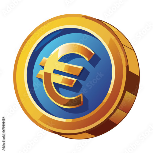 An isolated graphic of a coin with a euro sign, representing European currency and finance. Ideal for content related to European markets, forex, and international banking.