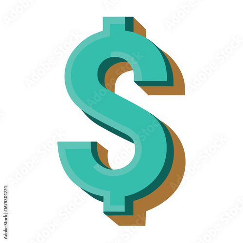 An isolated graphic of a bold dollar sign, representing money, wealth, and profit. The bold design emphasizes power and importance, perfect for high-impact financial graphics.