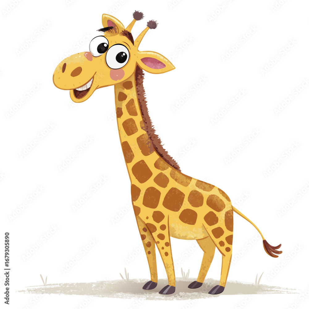 Fototapeta premium Showcasing Create Bold Stroke Cartoon Giraffe With Funny Long Vibrant Creative Visual