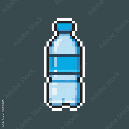 mineral water bottle in pixel art style