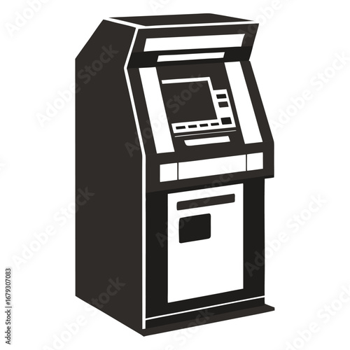 A small ATM icon, an isolated graphic for banking, cash withdrawals, or financial services.