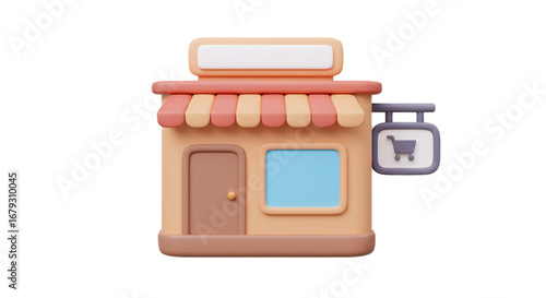 3d render icon of shop isolated on white background  
