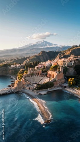 Wallpaper Mural Taormina, Sicily Ancient Greek Theatre, Mount Etna and Ionian Sea Torontodigital.ca