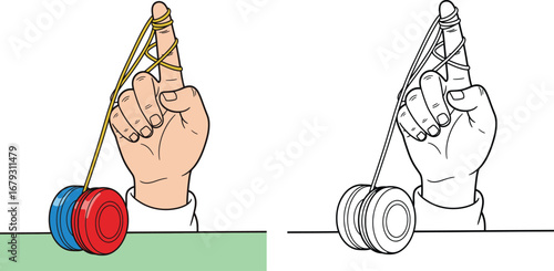 Mastering the Yo-Yo: Hand Holding a Classic Toy - Illustrating Skill, Play, and Dexterity