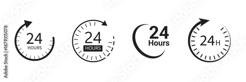 24 Hour time icon vector, Symbol, logo illustrations