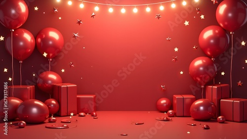 red christmas background. sale banner design free space in the center
